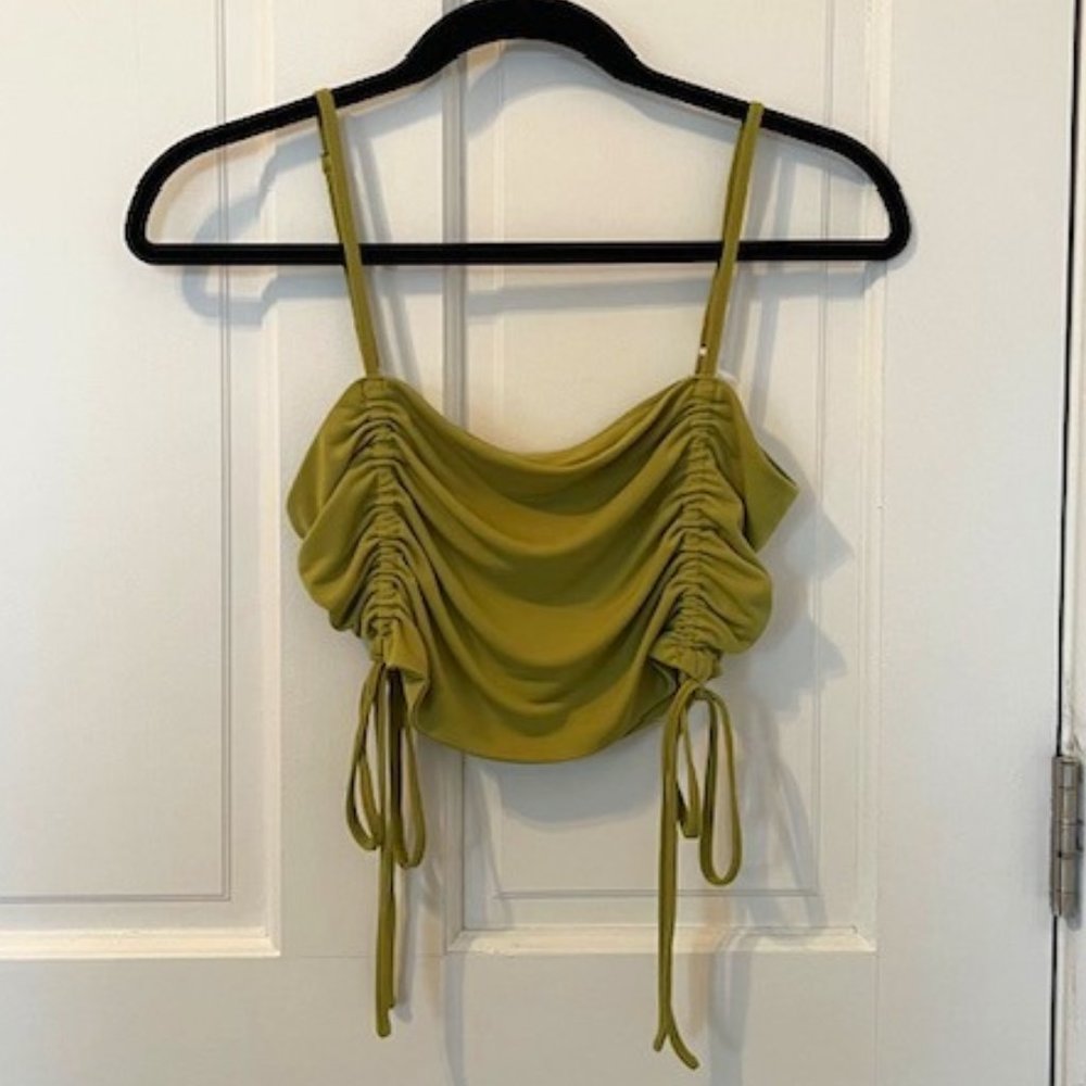 Isalis Arden Ruched Tank in Matcha, Size Small